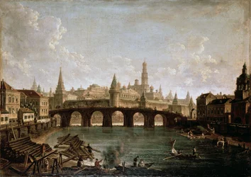 View of the Kremlin and the Kamenny Bridge in Moscow